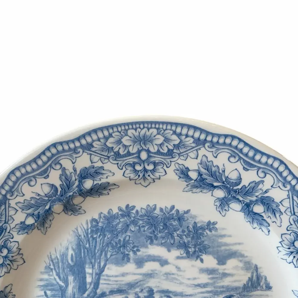 Royal Stafford Thanksgiving Pheasant Dinner Plates 11in Set of 4 Blue NEW